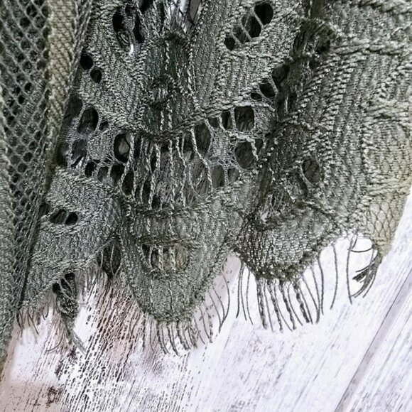 Women's Kimono Cardigan Size Small Olive Green Lace Relaxed Fit Whimsical Flowy - Picture 7 of 14